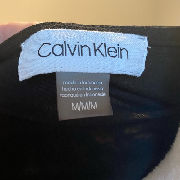 Calvin Klein Navy Floral Blouse Top Lined sheer sleeves Size M - Picture 6 of 7